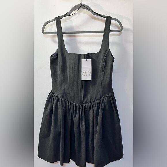 NWT Zara Gray corset Mini Dress medium - Picture 2 of 4